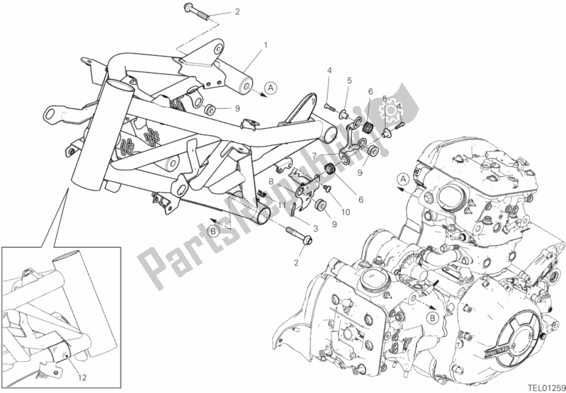 Todas as partes de Quadro, Armação do Ducati Diavel 1260 S 2019